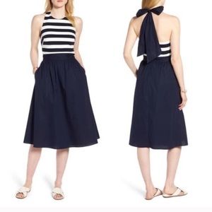 1901 Stripe Halter Fit & Flare Dress